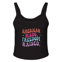 Load image into Gallery viewer, American Made. Freedom Raised. Women's Tank in Black – product photo