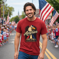 Load image into Gallery viewer, Retro America Eagle Unisex Tee – lifestyle photo