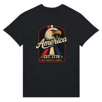 Load image into Gallery viewer, Retro America Eagle Unisex Tee in Black – product photo