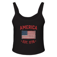 Load image into Gallery viewer, America Est. 1776 Women's Tank – Red Text in Black – product photo