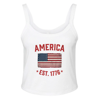Load image into Gallery viewer, America Est. 1776 Women's Tank – Red Text in White – product photo