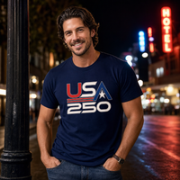 Load image into Gallery viewer, USA 250 Retro Logo Unisex Tee – Dark – lifestyle photo 4
