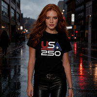 Load image into Gallery viewer, USA 250 Retro Logo Unisex Tee – Dark – lifestyle photo