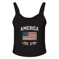 Load image into Gallery viewer, America Est. 1776 Women's Tank – White Text in Black – product photo