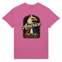 Load image into Gallery viewer, Retro America Eagle Unisex Tee in Pink – product photo