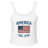 Load image into Gallery viewer, America Est. 1776 Women's Tank – Blue Text in White – product photo