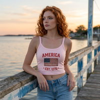 Load image into Gallery viewer, America Est. 1776 Women's Tank – Red Text – lifestyle photo 2