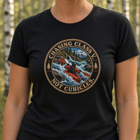 Load image into Gallery viewer, Women’s Chasing Class V Not Cubicles Whitewater Rafting T-Shirt