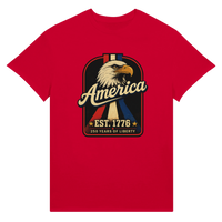 Load image into Gallery viewer, Retro America Eagle Unisex Tee in Red – product photo