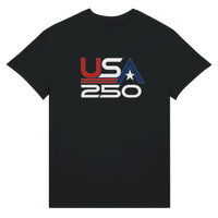 Load image into Gallery viewer, USA 250 Retro Logo Unisex Tee – Dark in Black – product photo