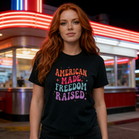 Load image into Gallery viewer, American Made. Freedom Raised. Unisex Tee – lifestyle photo 2