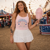 Load image into Gallery viewer, America '76 women's tank in pink at a county fair